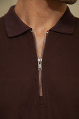 ZIPPER POLO CHOCOLATE BROWN