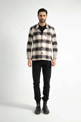 CHECK FLANNEL WOOL OVERSHIRT WITH POCKETS - Mensiox