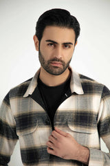 CHECK FLANNEL WOOL OVERSHIRT WITH POCKETS - Mensiox