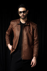 SUEDE JACKET DARK BROWN
