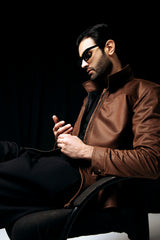 SUEDE JACKET DARK BROWN