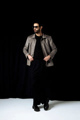 SUEDE JACKET QUILL GREY