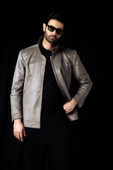 SUEDE JACKET QUILL GREY