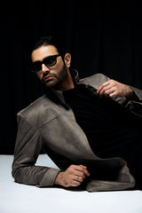 SUEDE JACKET QUILL GREY