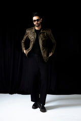 SUEDE JACKET OLIVE HAZE