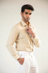 BEIGE CASUAL SHIRT - Mensiox