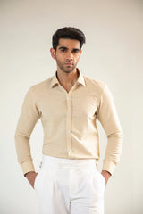 BEIGE CASUAL SHIRT - Mensiox