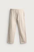 LINEN RELAXED FIT TROUSERS - BEIGE