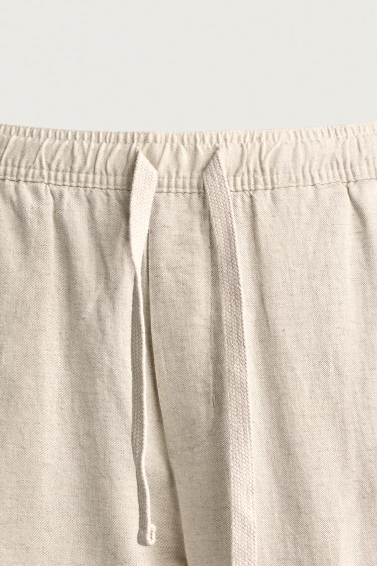 LINEN RELAXED FIT TROUSERS - BEIGE