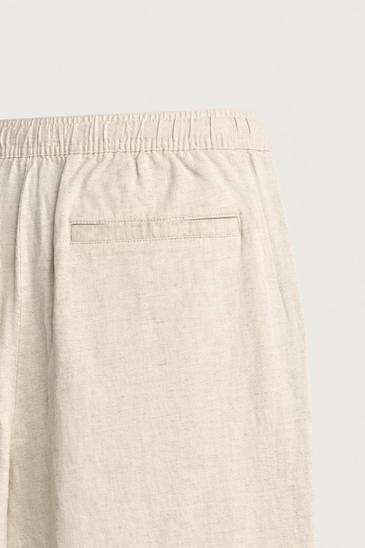 LINEN RELAXED FIT TROUSERS - BEIGE