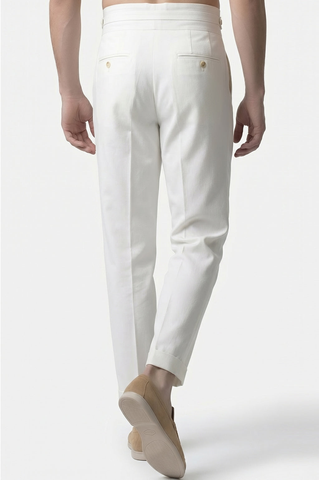 Pearl-White High Waisted gurkha Pant