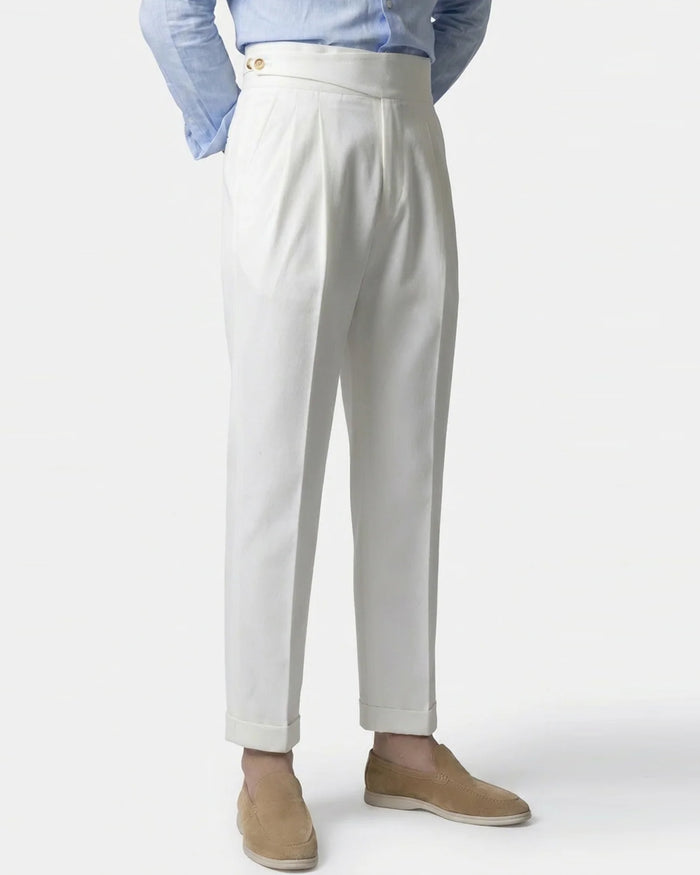 Pearl-White High Waisted gurkha Pant
