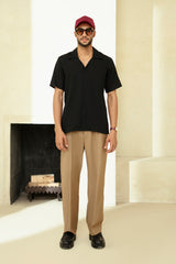 SOLID RESORT COLLAR SHORT SLEEVE SHIRT