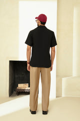 SOLID RESORT COLLAR SHORT SLEEVE SHIRT
