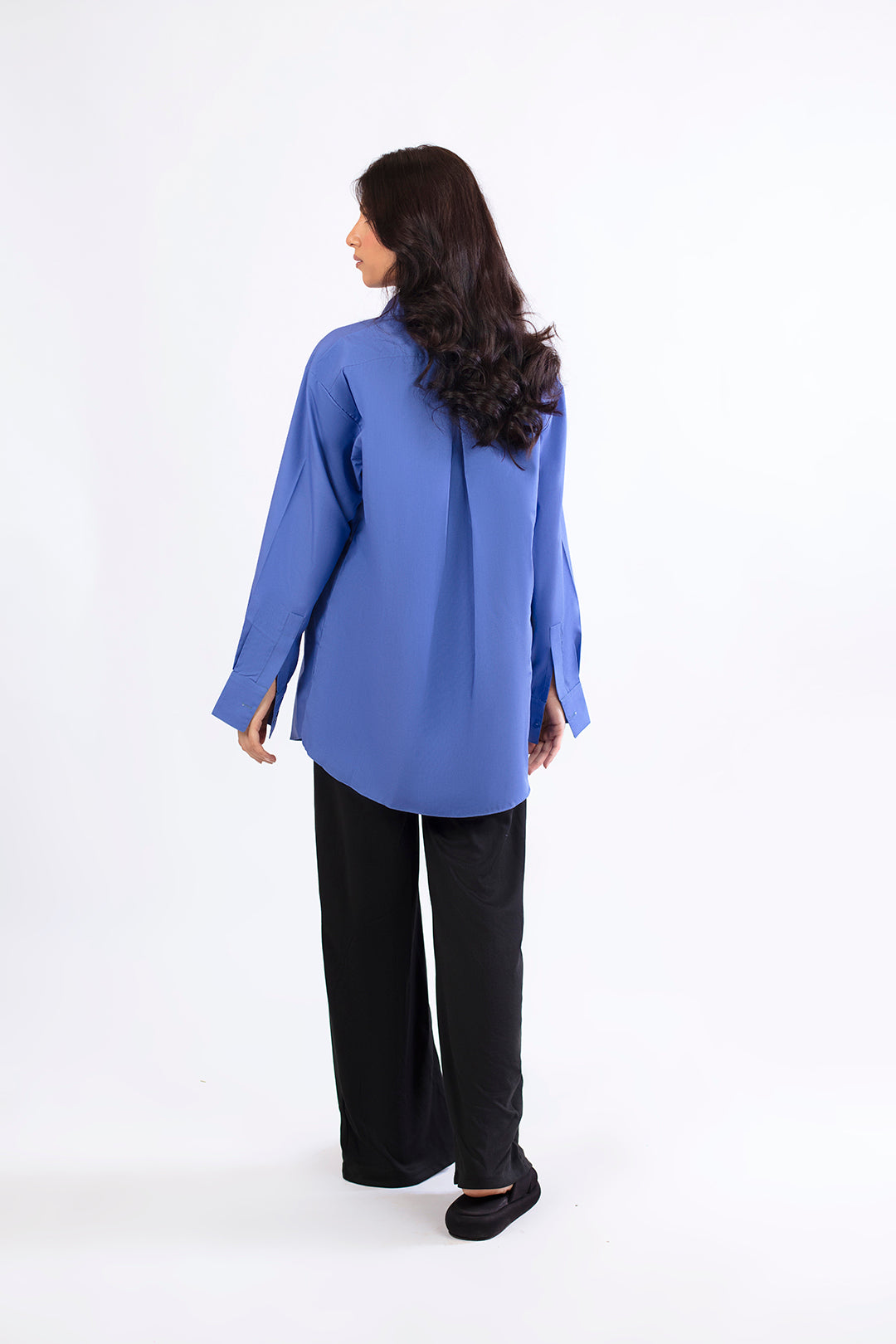 OVERSIZED POPLIN PLEATED LONG SLEEVE SHIRT