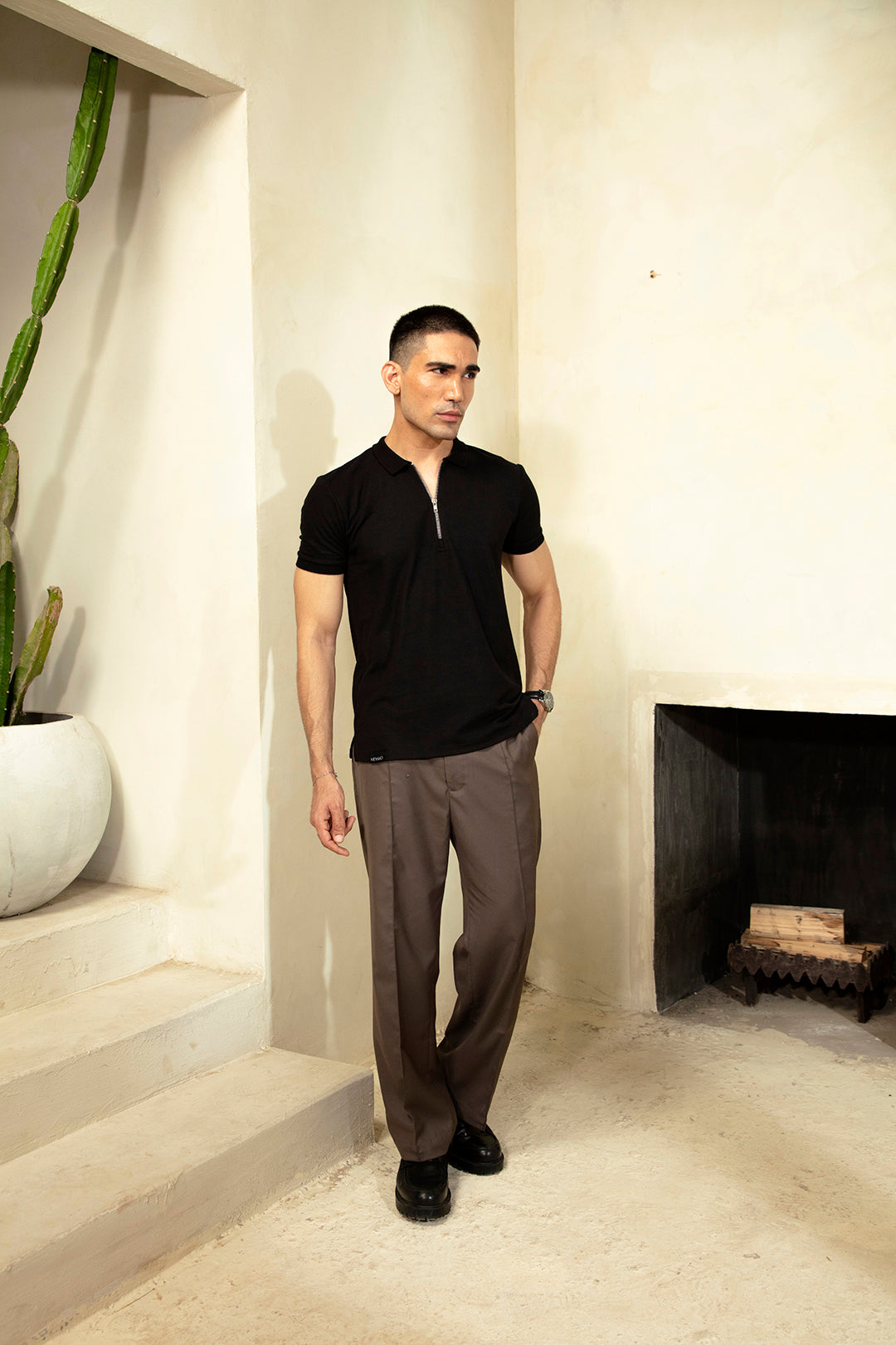 ZIPPER POLO BLACK