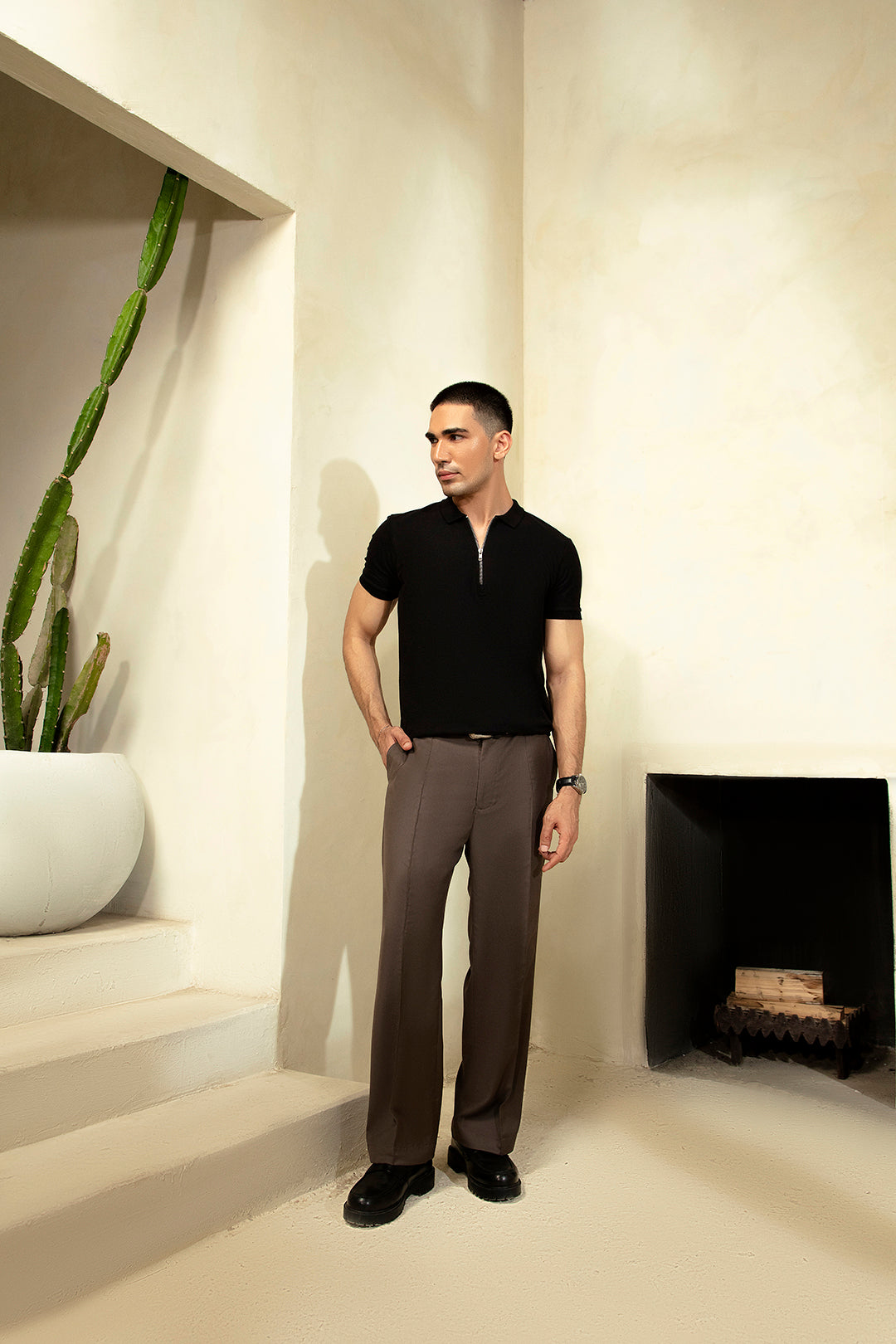 ZIPPER POLO BLACK