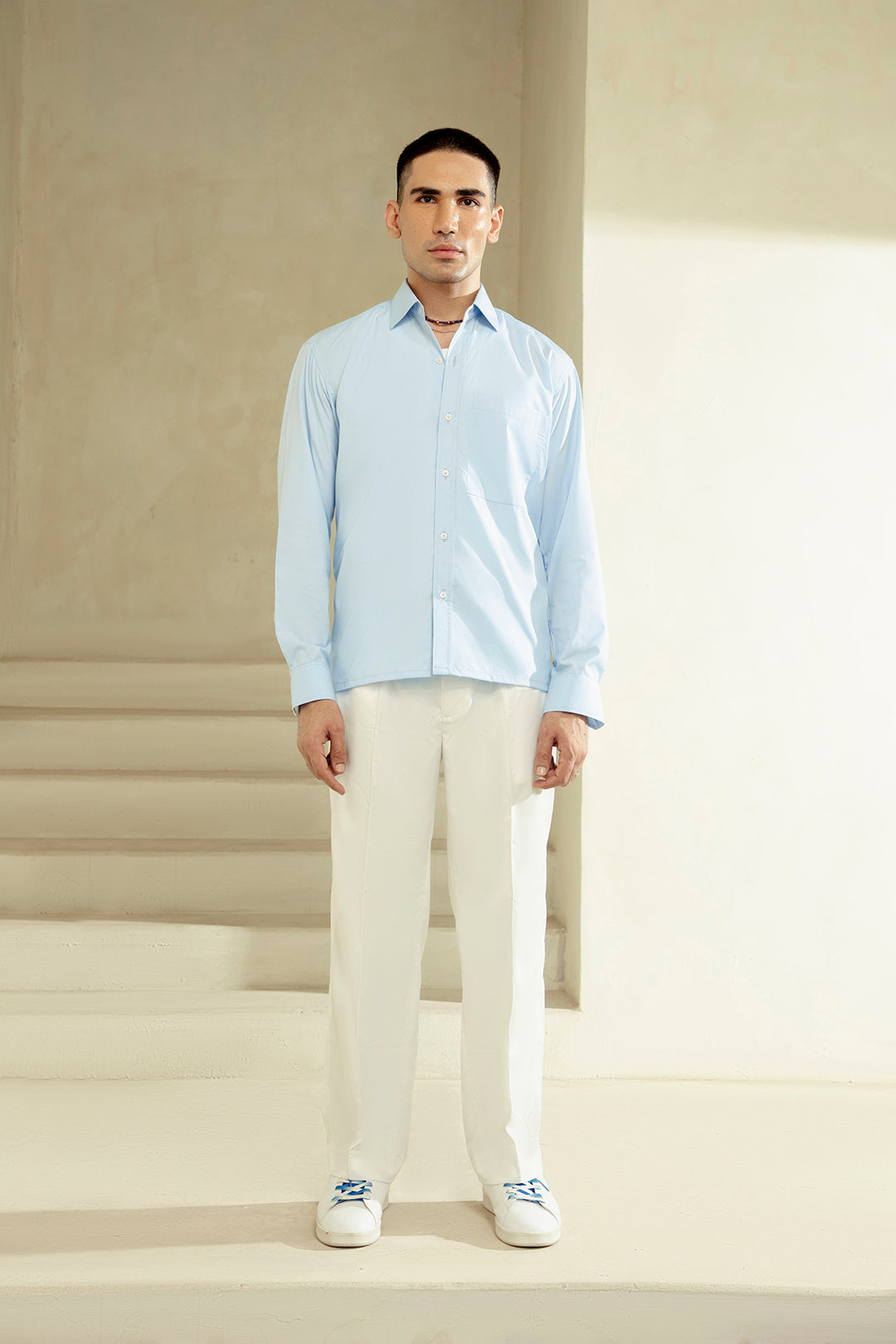 SKY-BLUE PATCH POCKET SHIRT
