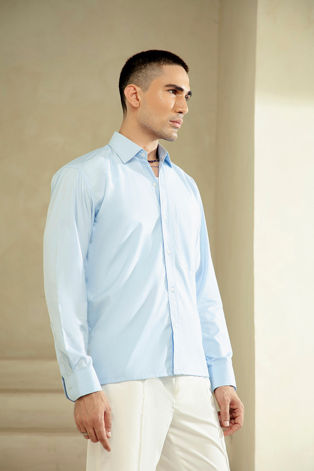 SKY-BLUE PATCH POCKET SHIRT