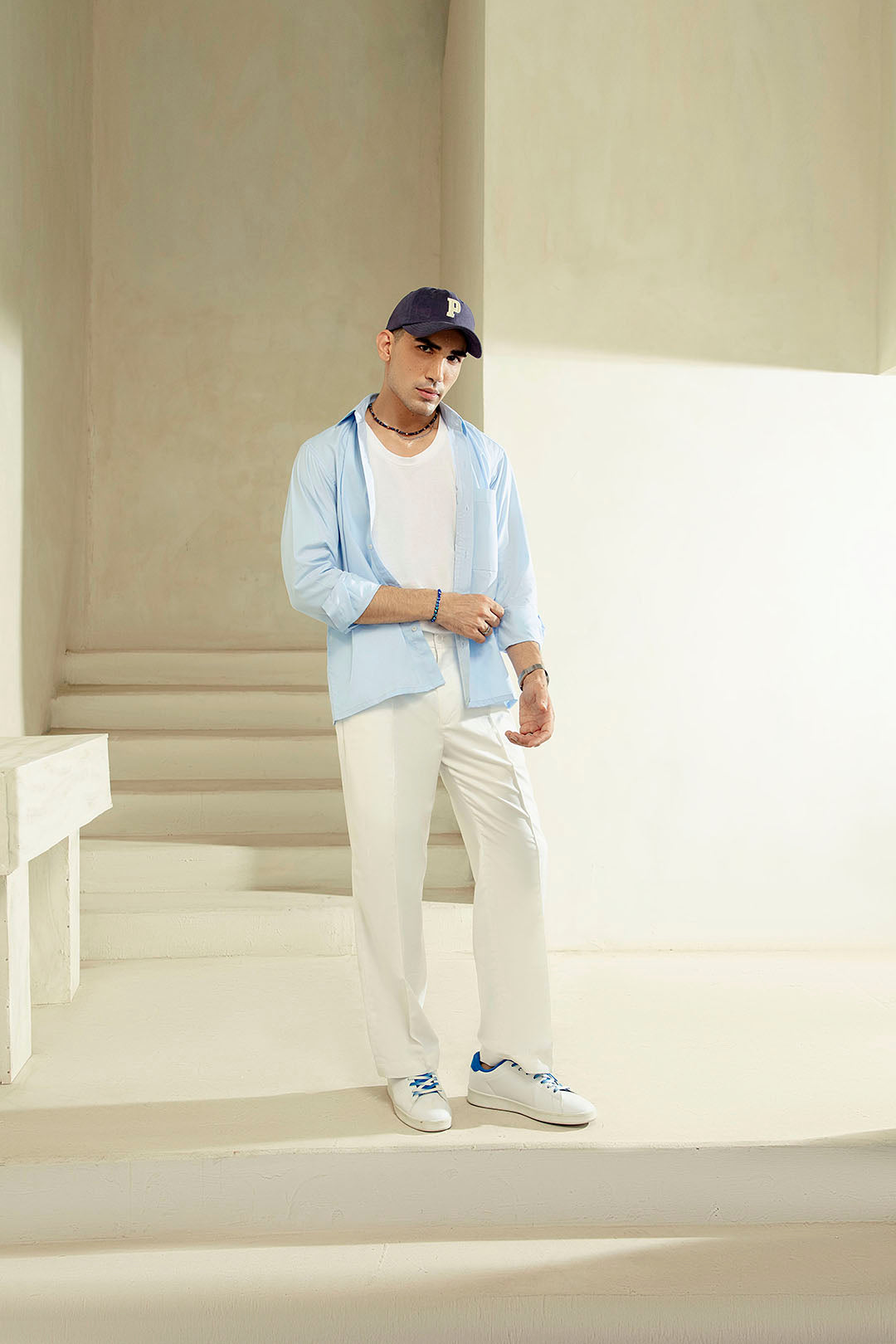 SKY-BLUE PATCH POCKET SHIRT
