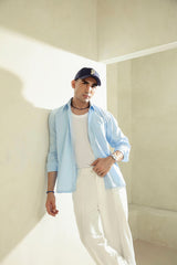 SKY-BLUE PATCH POCKET SHIRT