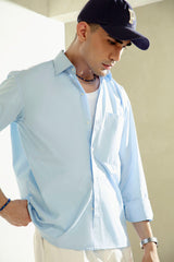 SKY-BLUE PATCH POCKET SHIRT