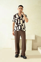 PRINTED CUBAN COLLAR SHIRT-BLACK
