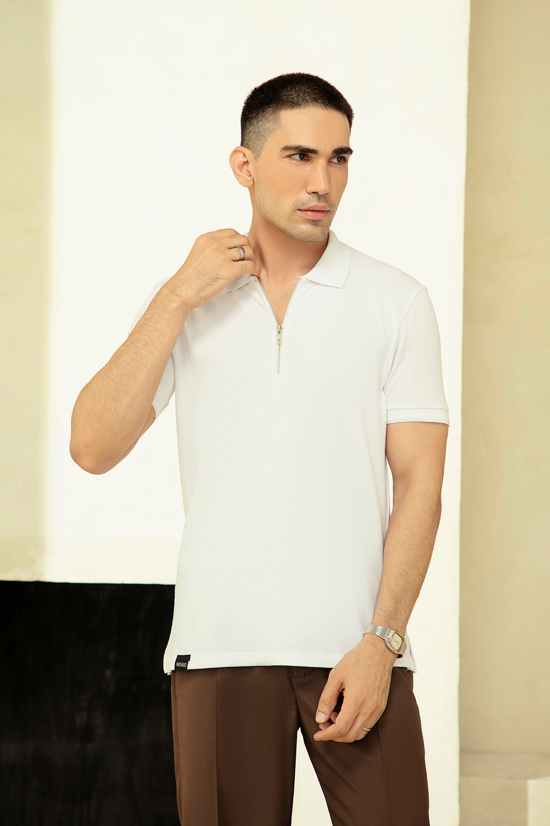 ZIPPER POLO WHITE
