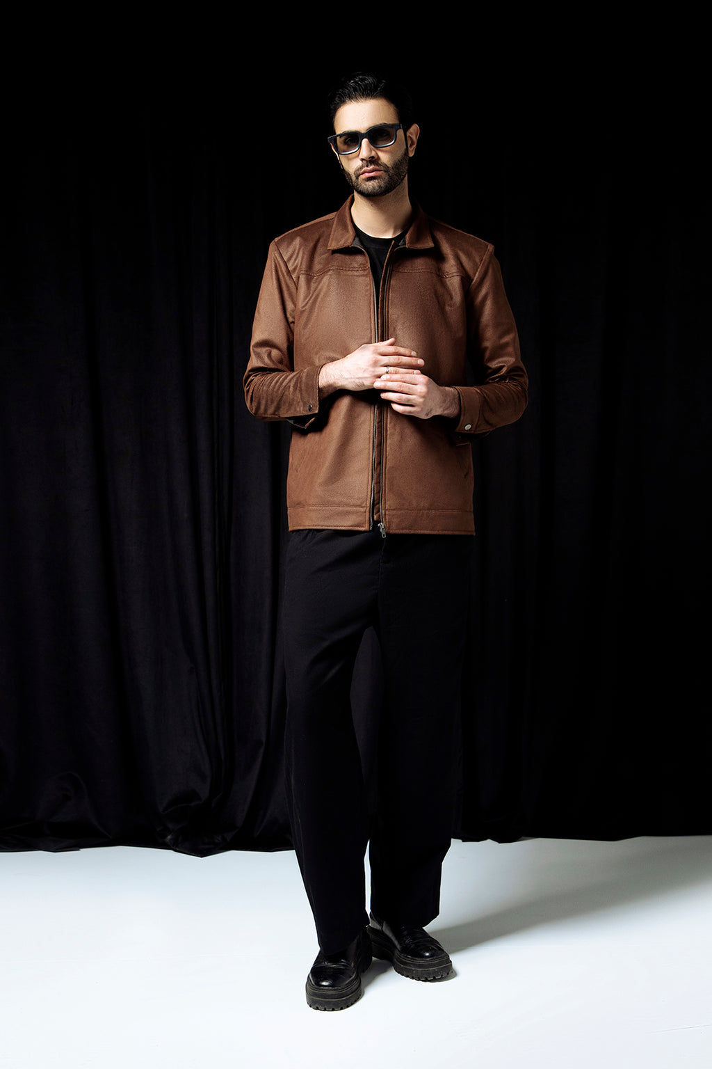 SUEDE JACKET DARK BROWN
