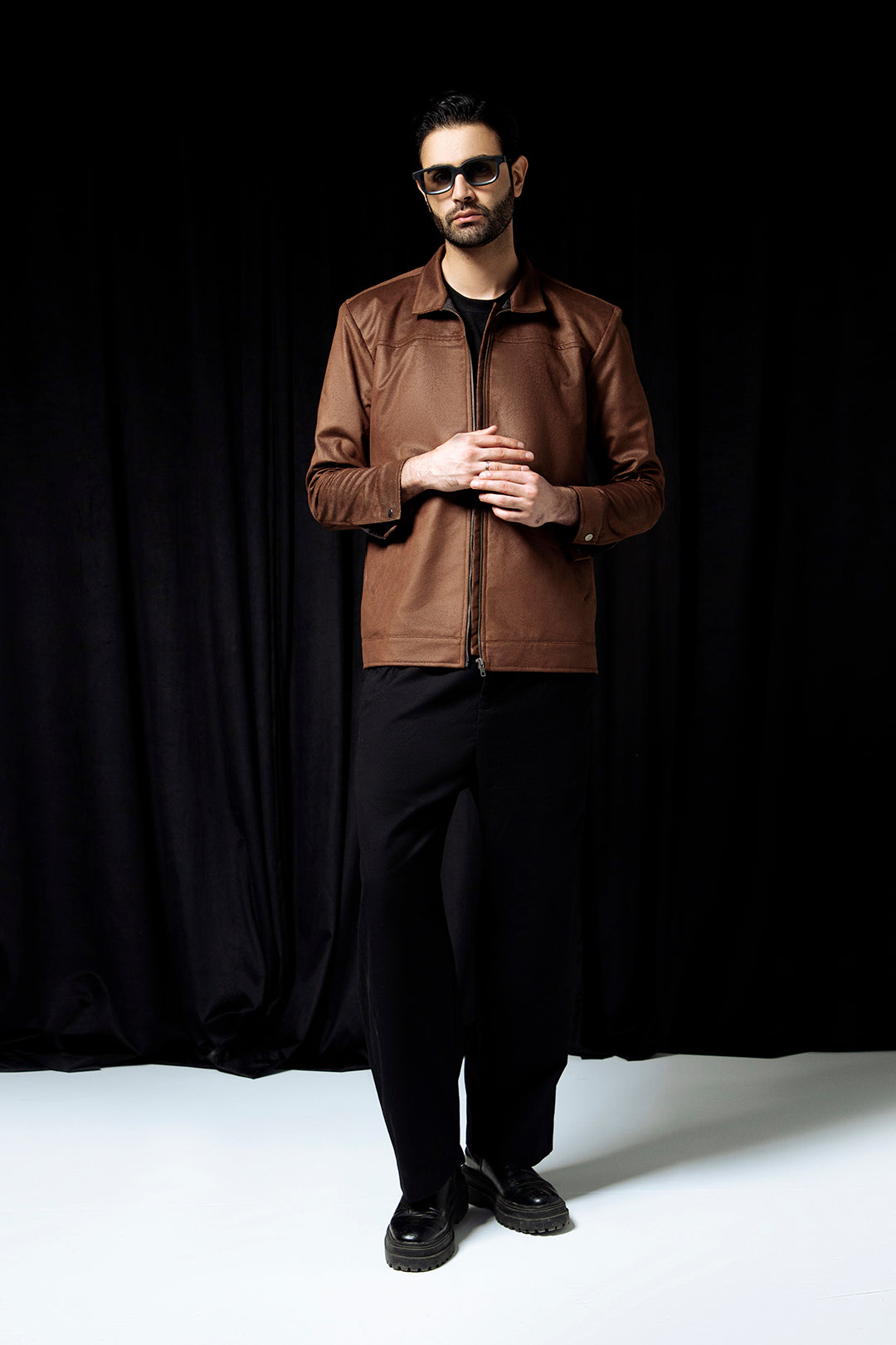 SUEDE JACKET DARK BROWN