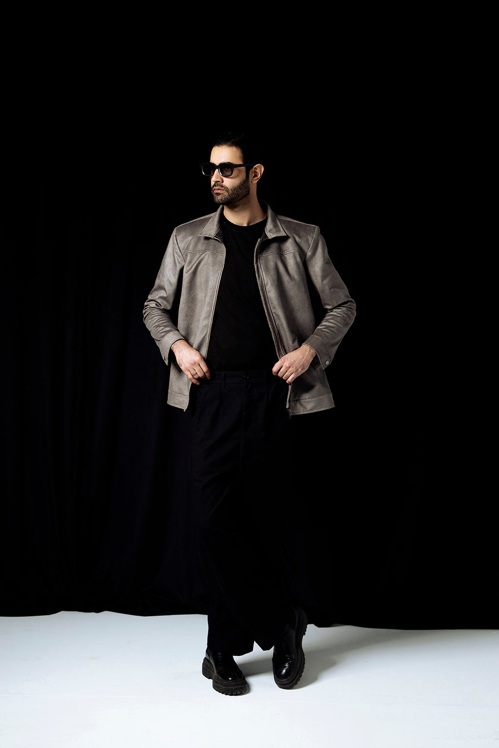SUEDE JACKET QUILL GREY