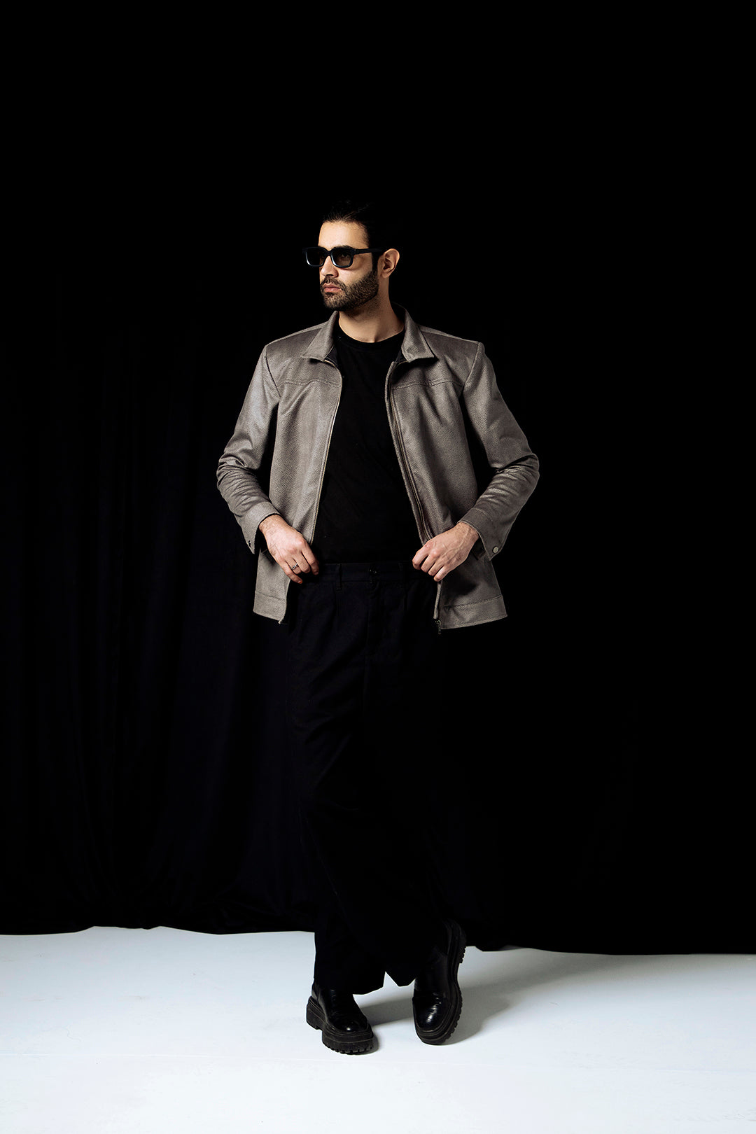 SUEDE JACKET QUILL GREY