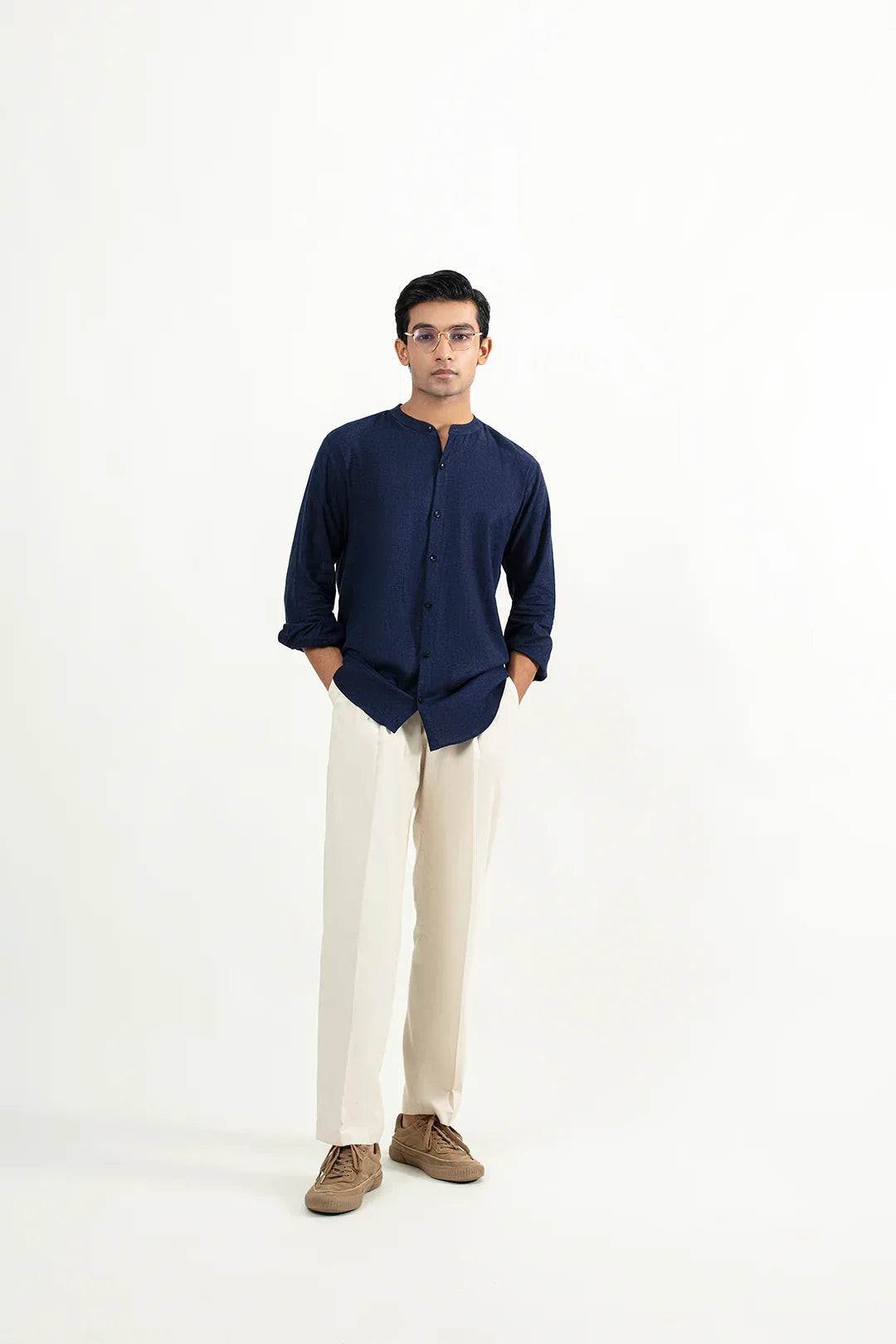 BEN COLLAR SHIRT-DARK-BLUE - Mensiox