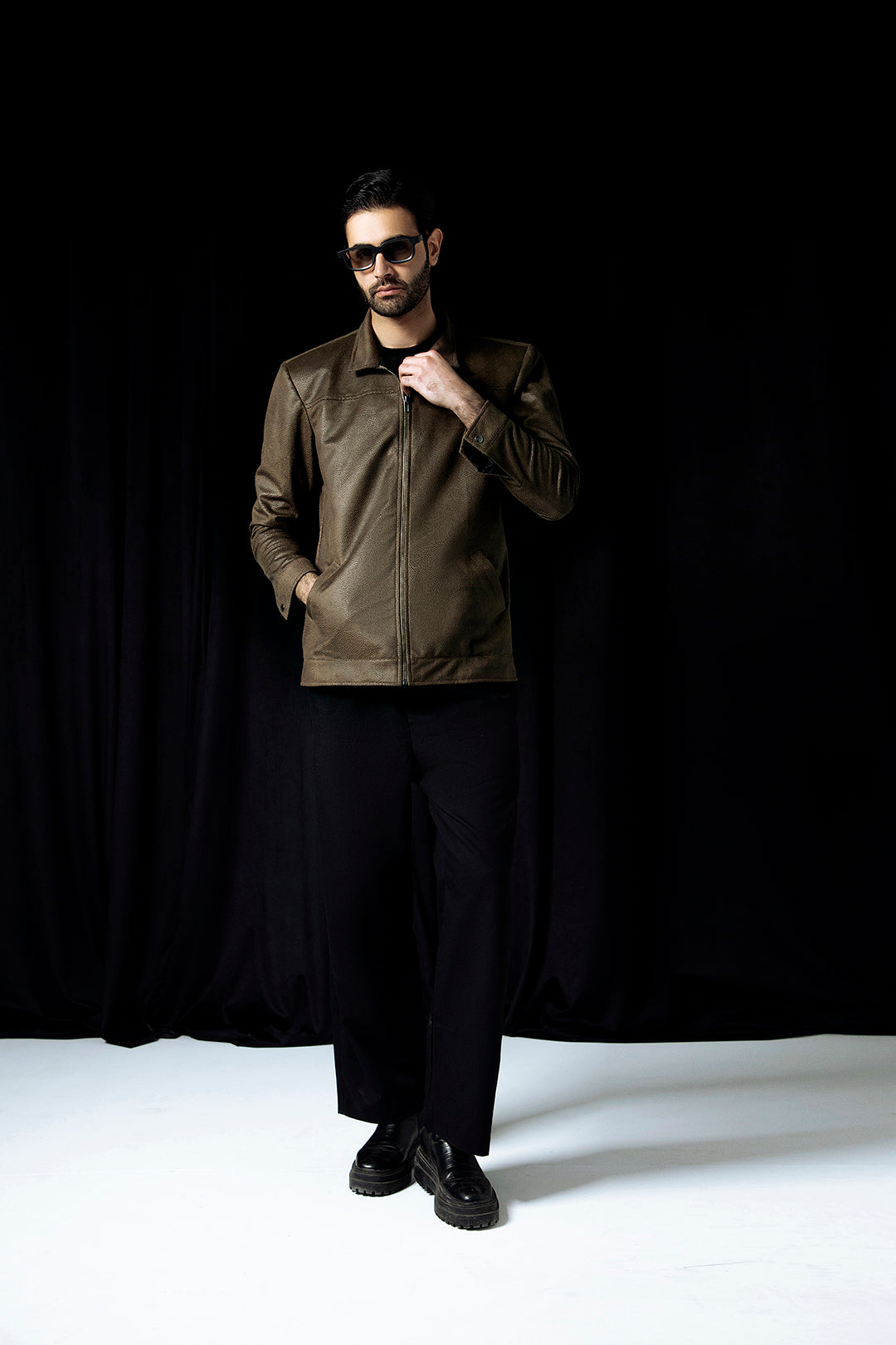 SUEDE JACKET OLIVE HAZE