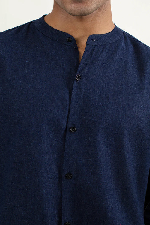 BEN COLLAR SHIRT-DARK-BLUE - Mensiox