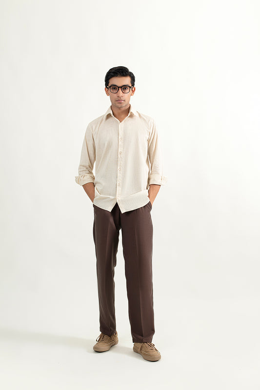 LINEN BUTTON DOWN SHIRT-BEIGE