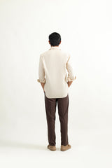 LINEN BUTTON DOWN SHIRT-BEIGE