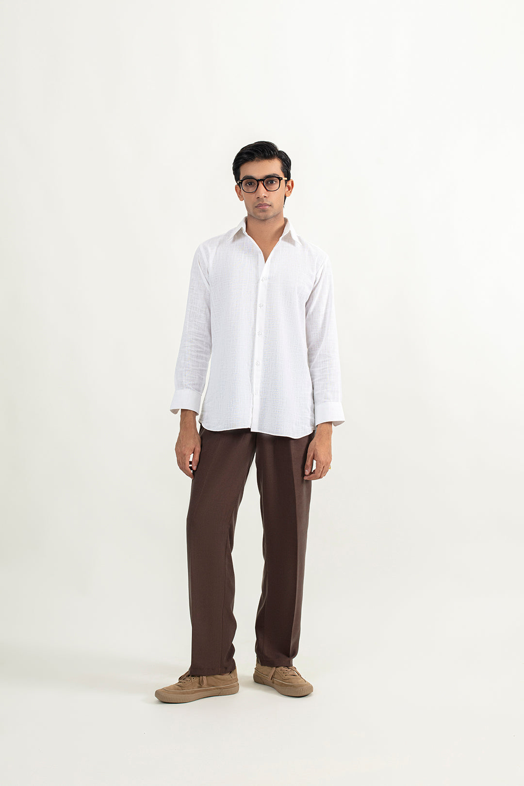 LINEN BUTTON DOWN SHIRT-WHITE