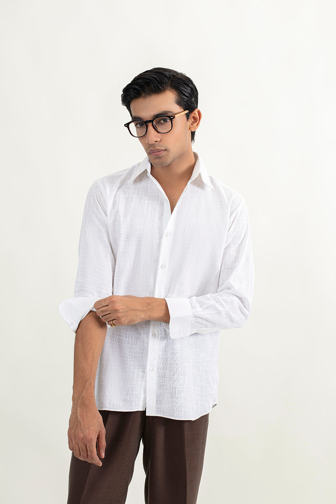 LINEN BUTTON DOWN SHIRT-WHITE