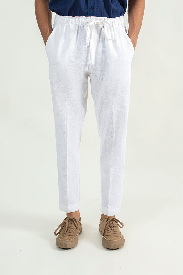 Premium Viscose Linen White Trousers