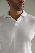 TEXTURED KNIT POLO-WHITE