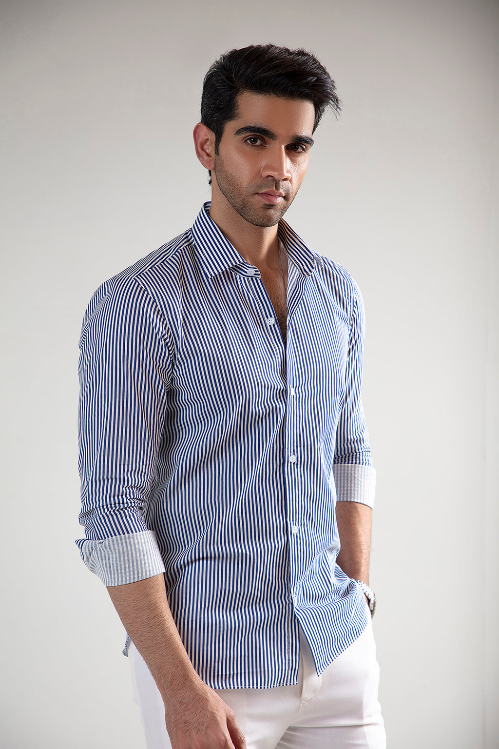 STRIPED BUTTON DOWN SHIRT