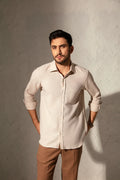LINEN BEIGE DRESS SHIRT - Mensiox