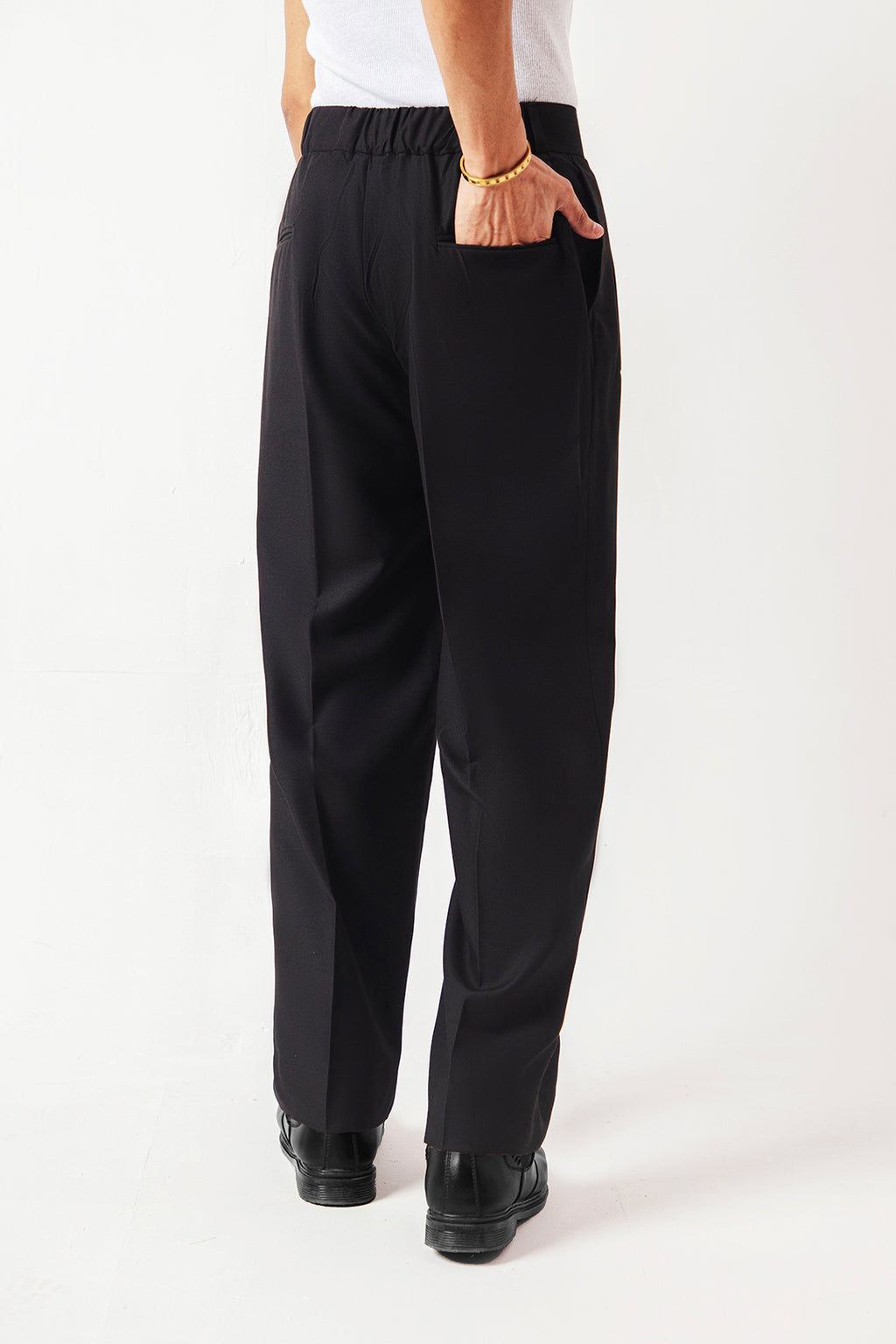 DOUBLE PLEATED KOREAN TROUSER - BLACK
