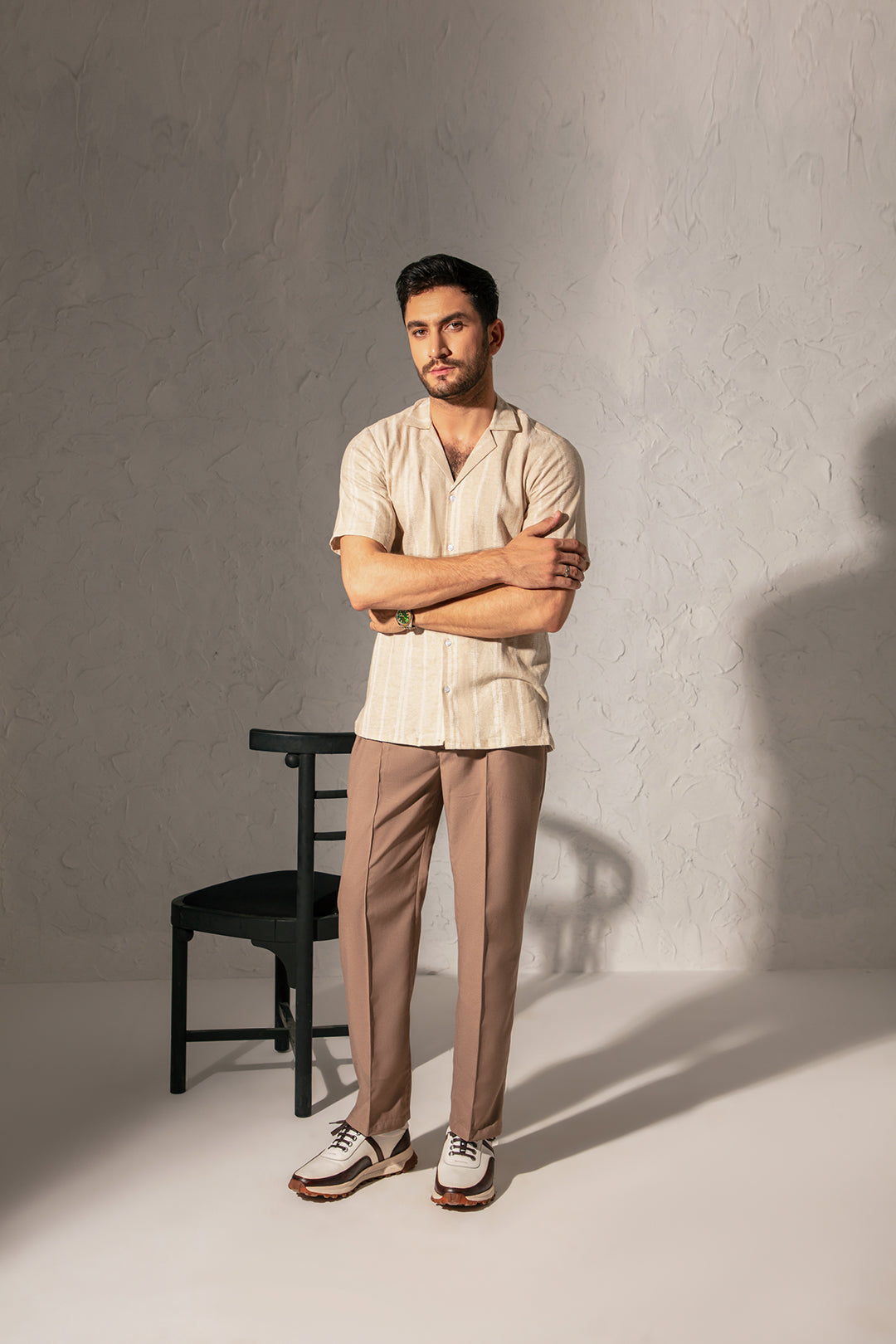 Textured  Camp Collar Shirt