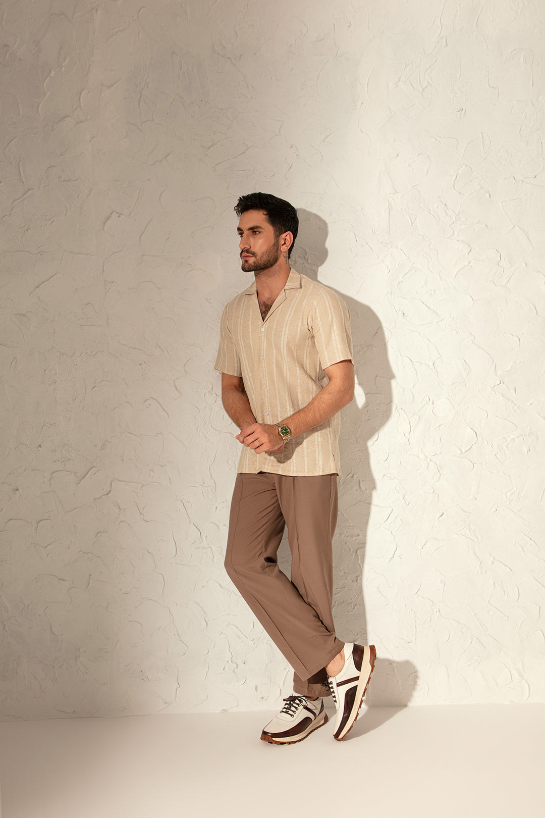 Textured  Camp Collar Shirt