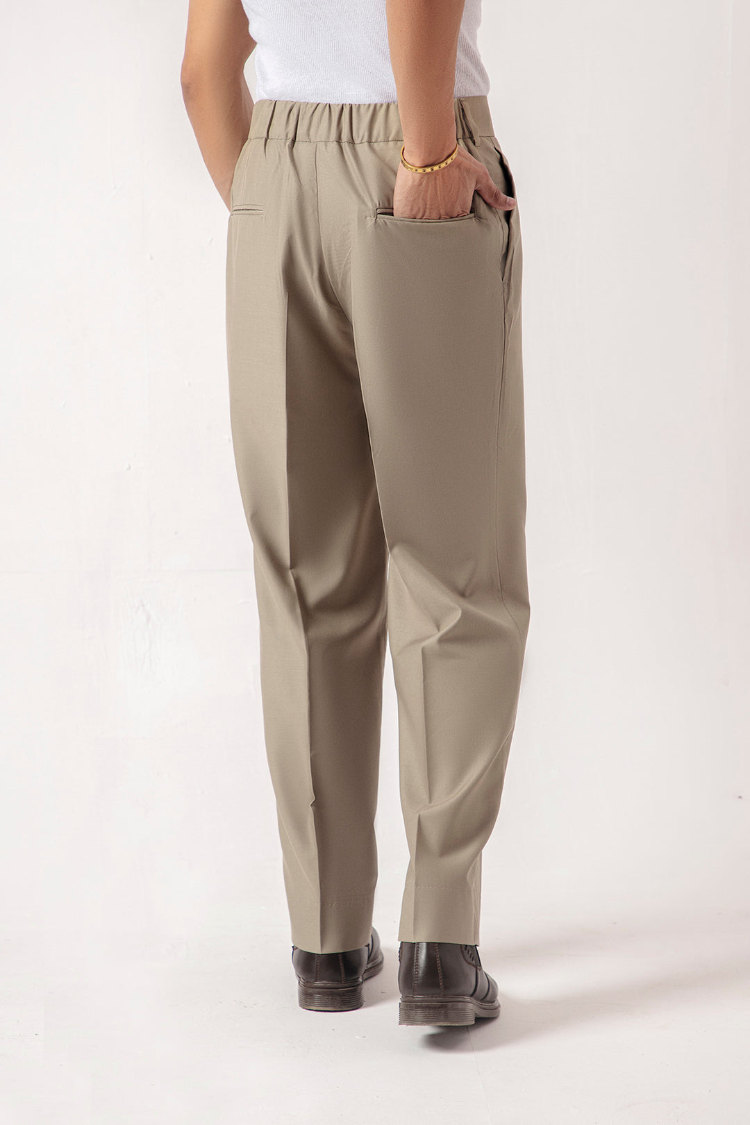 DOUBLE PLEATED KOREAN TROUSER - KHAKI