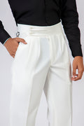 WHITE SPLIT TWO BUTTONED GURKHA PANT
