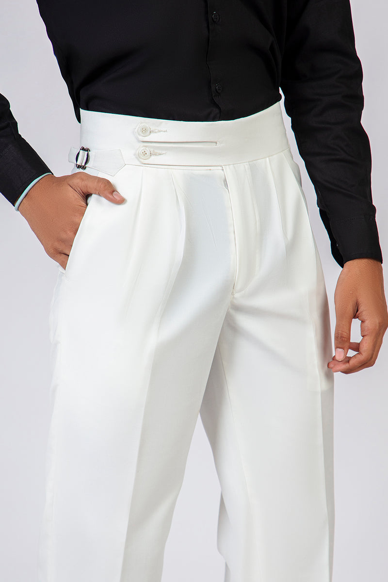 WHITE SPLIT TWO BUTTONED GURKHA PANT