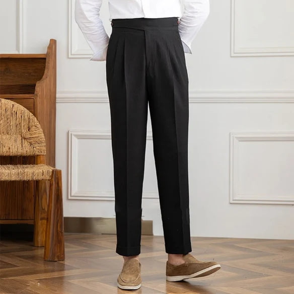 BLACK High Waisted Double Pleated GURKHA PANT